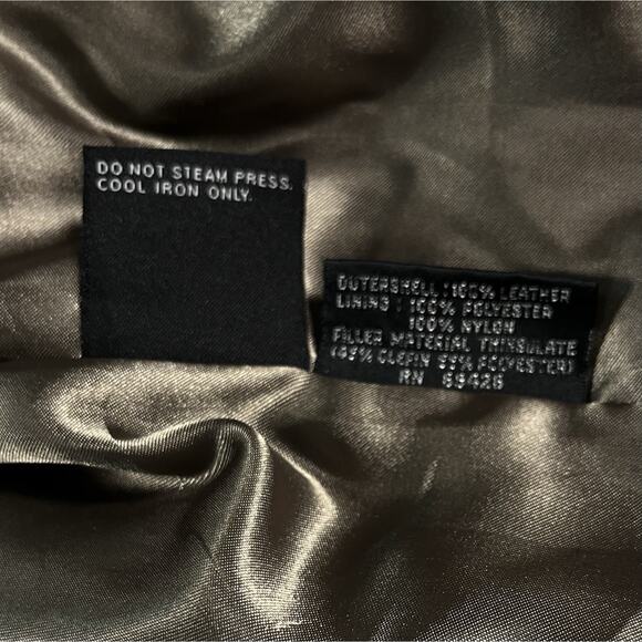 Men's L Wilsons Black Leather Coat Removable Thinsulate Lining Zip Up Minimalist - Picture 15 of 16